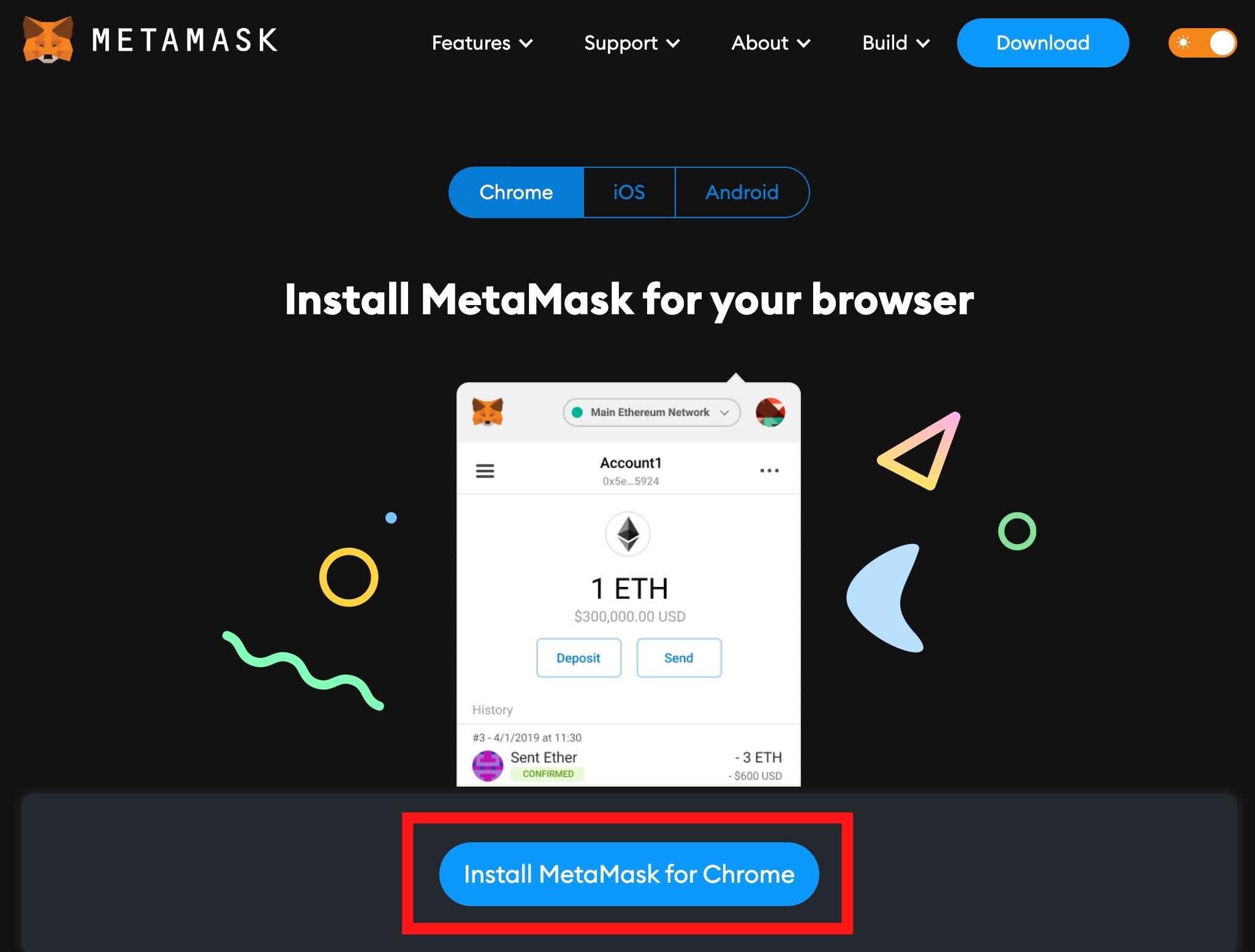 Install MetaMask for Chrome